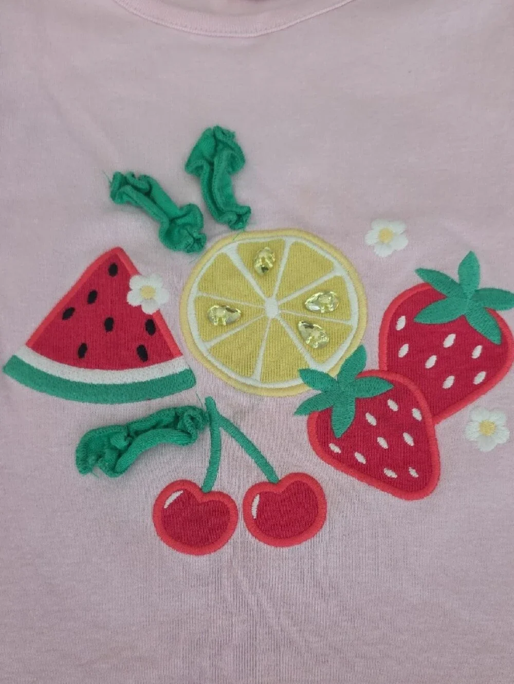 The Children's Place Pink Fruit Applique Pajama Set with Strawberry Leggings